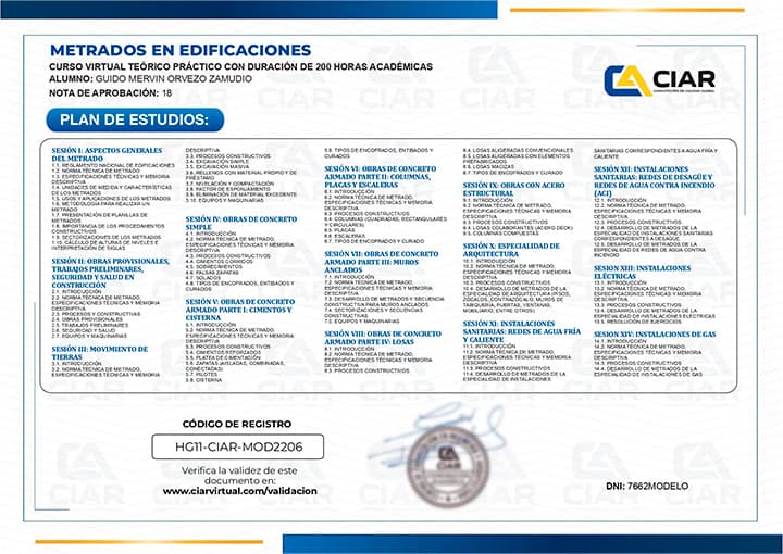Certificado 1 — espalda